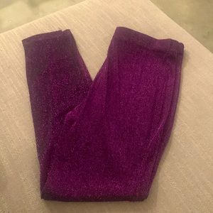 Purple glittery leggings elastic waist size large from forever 21